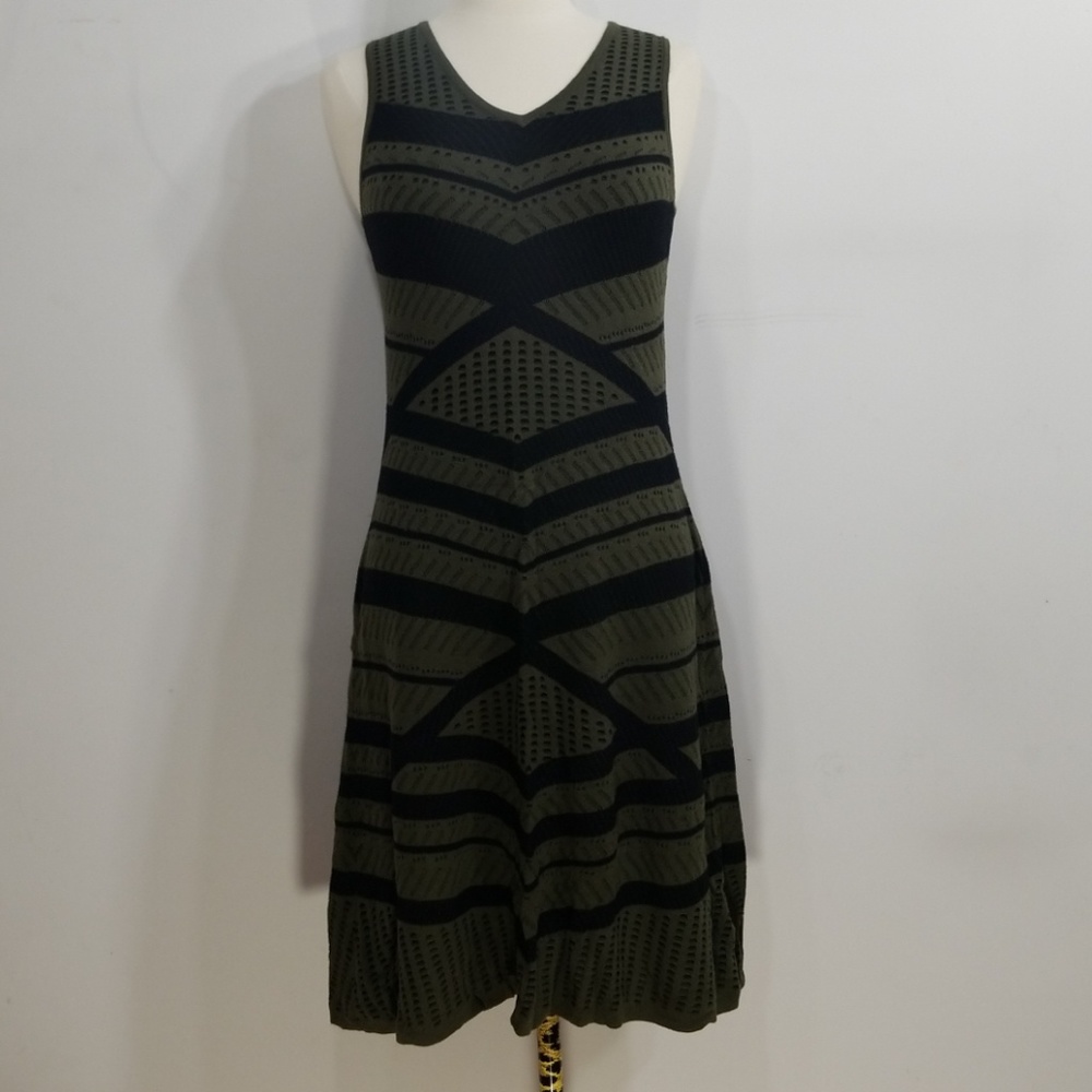 Mossimo Knit Army Green & Black Pattern Dress XS